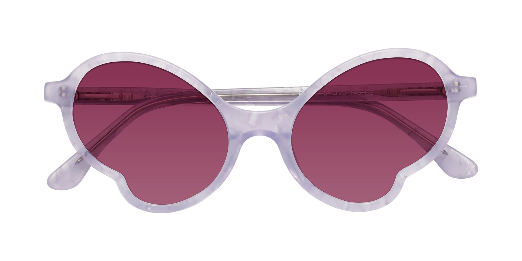 Folded Front of Gabriel in Light Lavender Floral with Wine Tinted Lenses