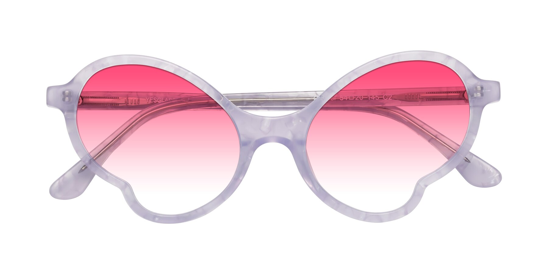 Folded Front of Gabriel in Light Lavender Floral with Pink Gradient Lenses