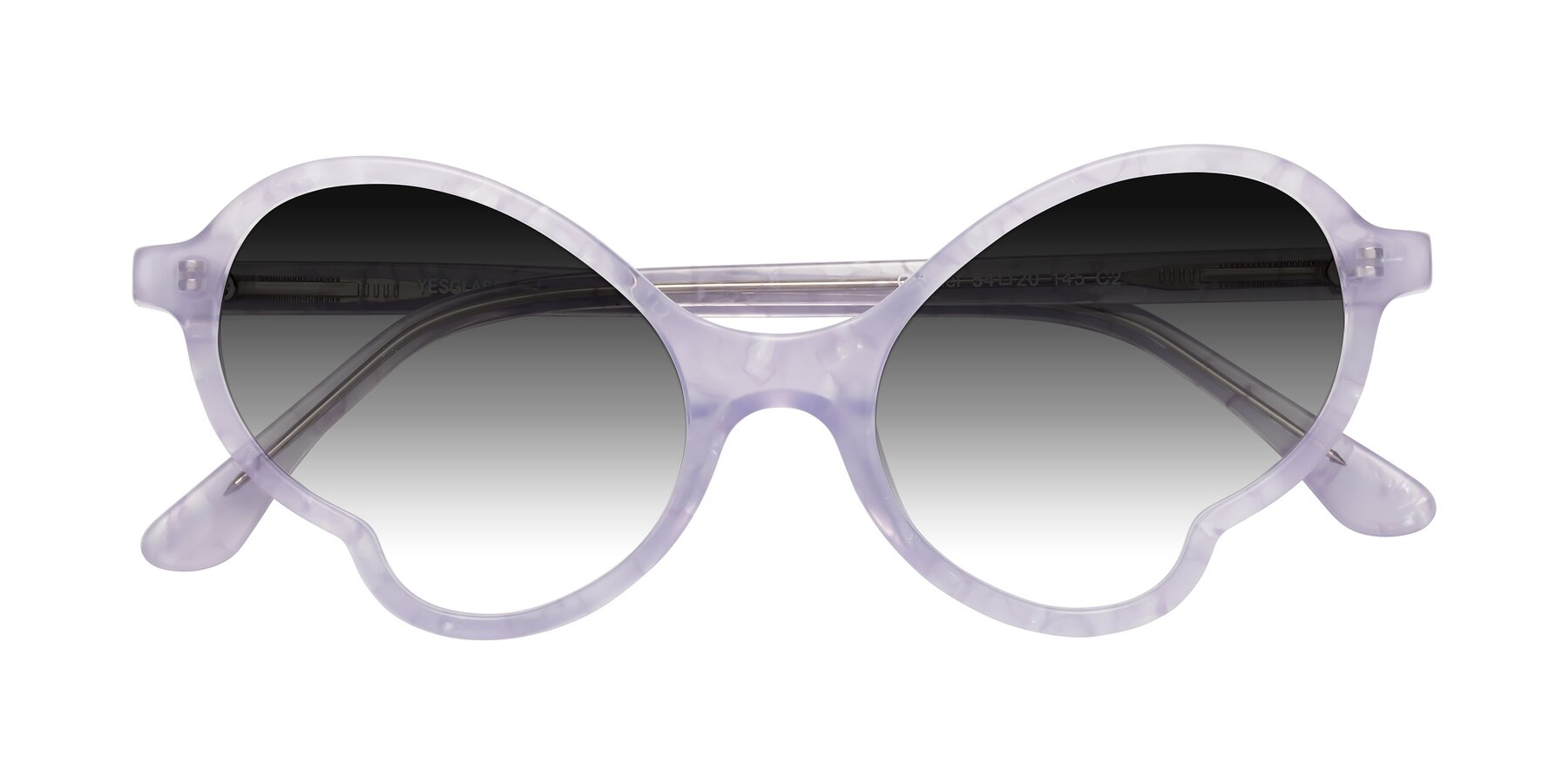 Folded Front of Gabriel in Light Lavender Floral with Gray Gradient Lenses