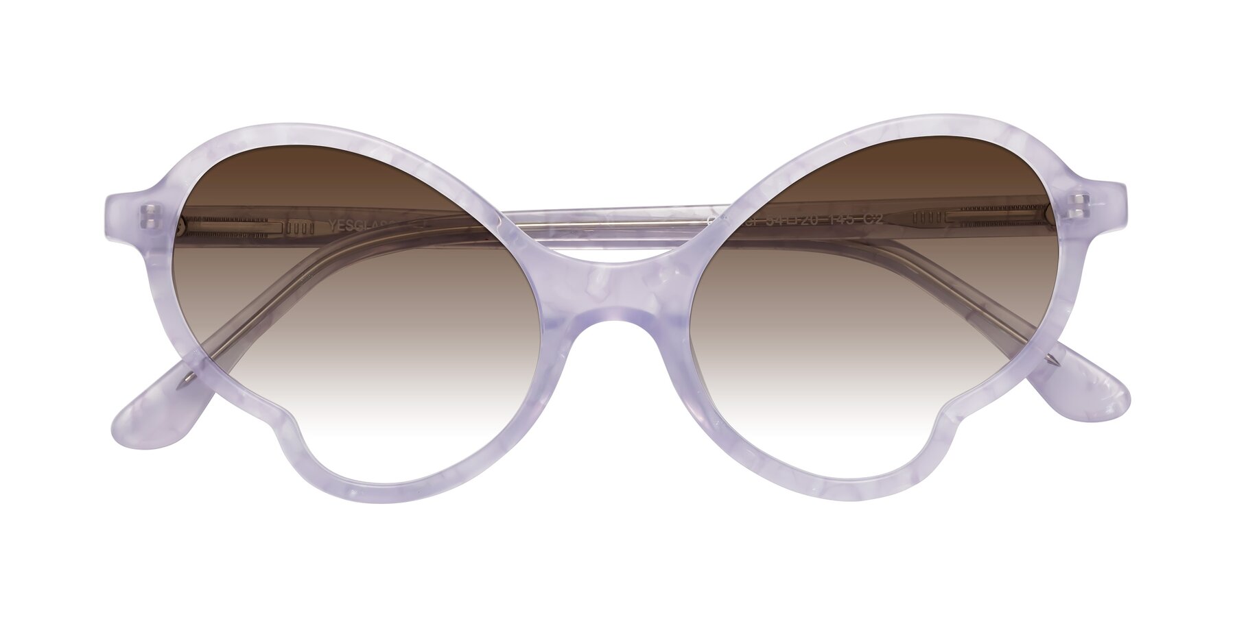 Folded Front of Gabriel in Light Lavender Floral with Brown Gradient Lenses