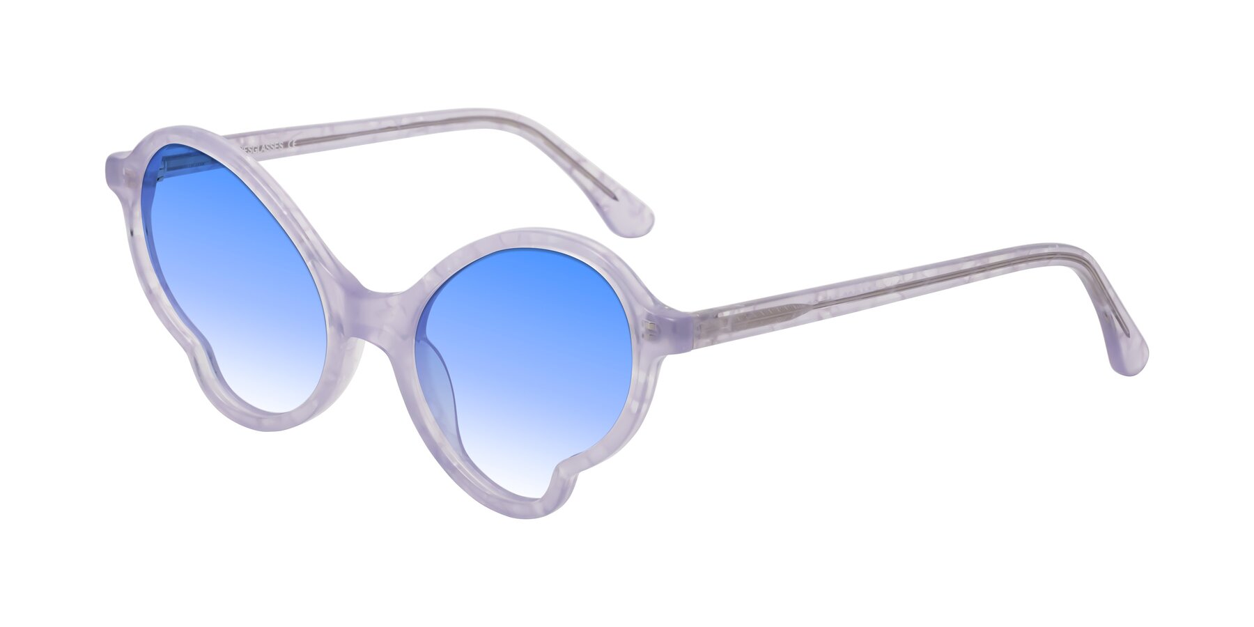 Angle of Gabriel in Light Lavender Floral with Blue Gradient Lenses