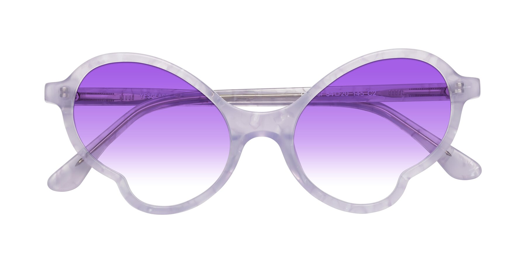 Folded Front of Gabriel in Light Lavender Floral with Purple Gradient Lenses