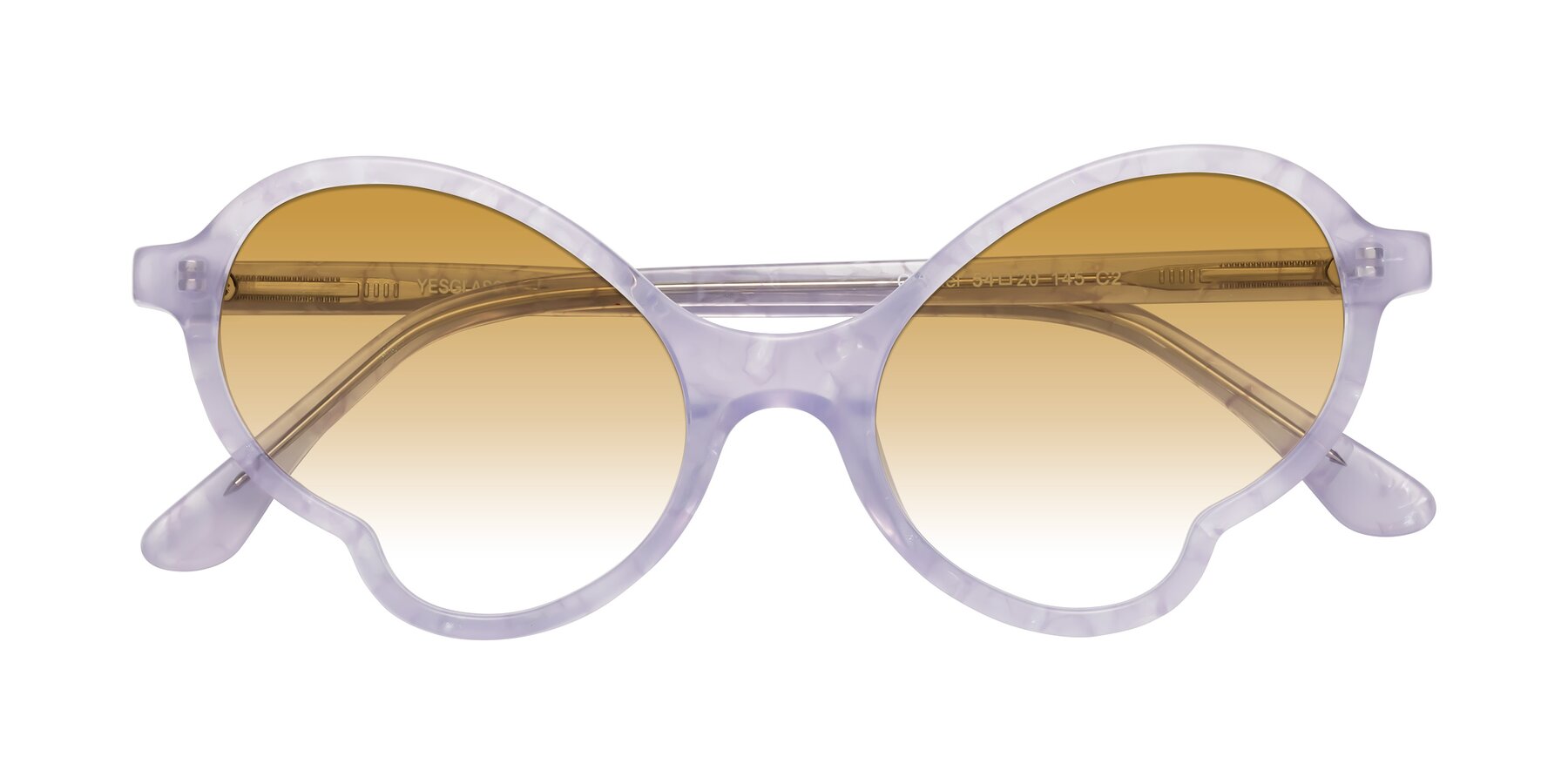 Folded Front of Gabriel in Light Lavender Floral with Champagne Gradient Lenses