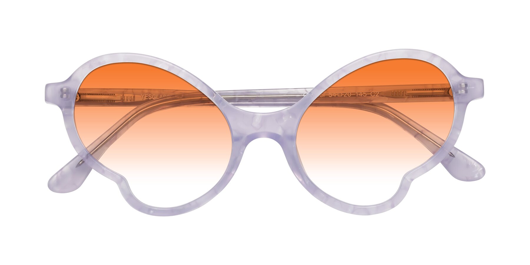 Folded Front of Gabriel in Light Lavender Floral with Orange Gradient Lenses