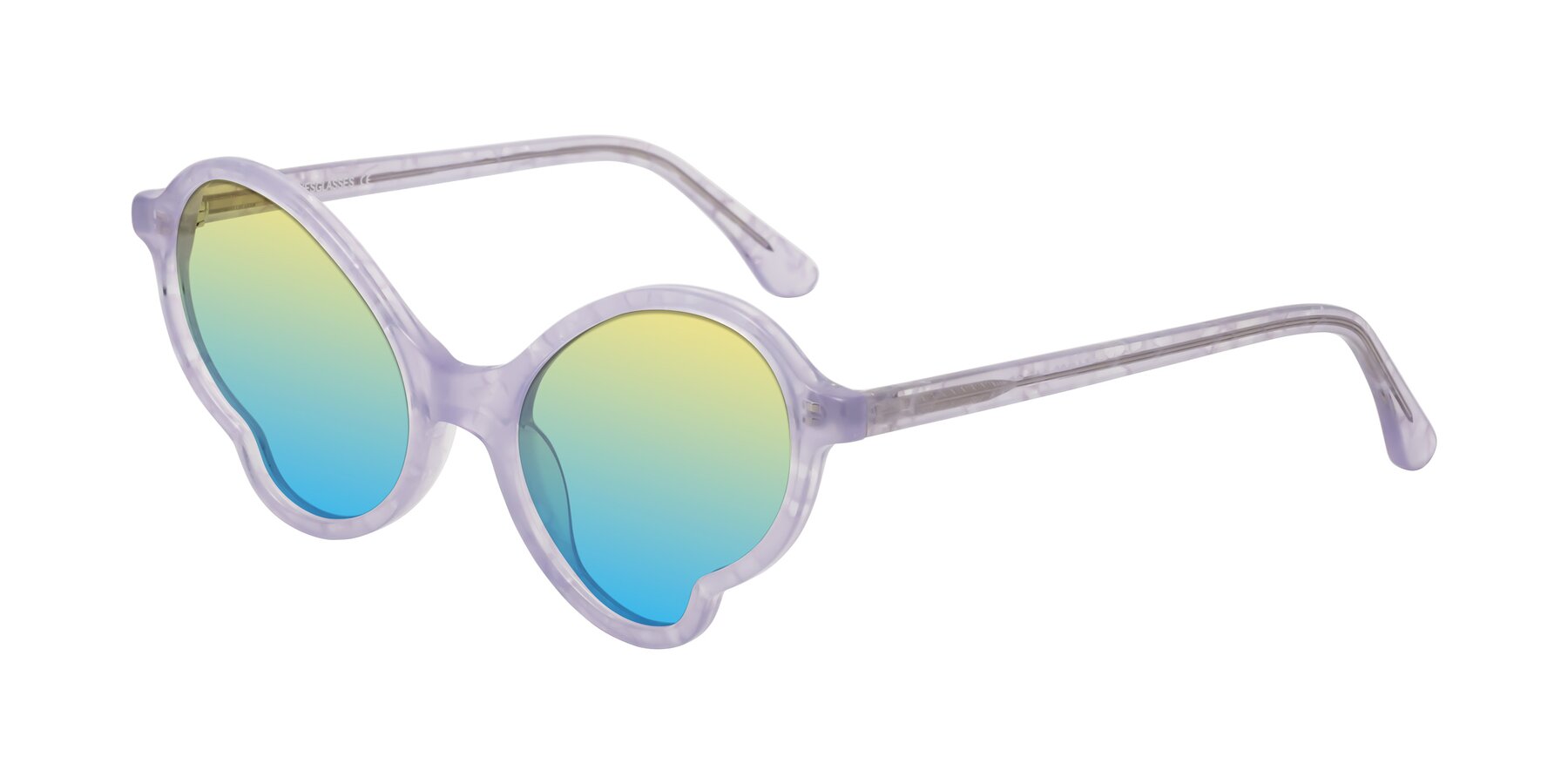 Angle of Gabriel in Light Lavender Floral with Yellow / Blue Gradient Lenses
