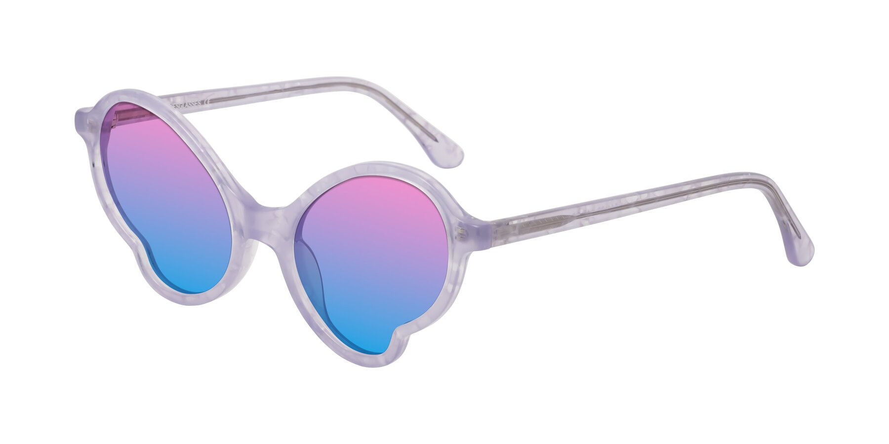 Angle of Gabriel in Light Lavender Floral with Pink / Blue Gradient Lenses