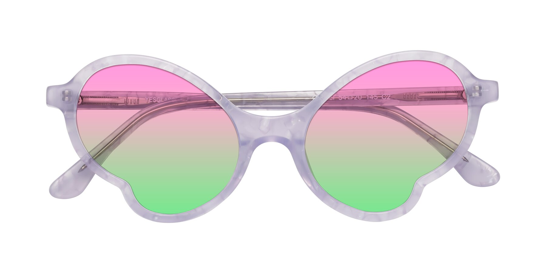 Folded Front of Gabriel in Light Lavender Floral with Pink / Green Gradient Lenses
