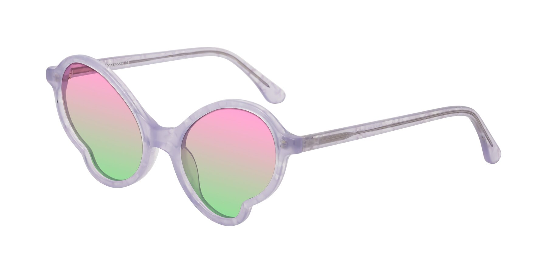 Angle of Gabriel in Light Lavender Floral with Pink / Green Gradient Lenses
