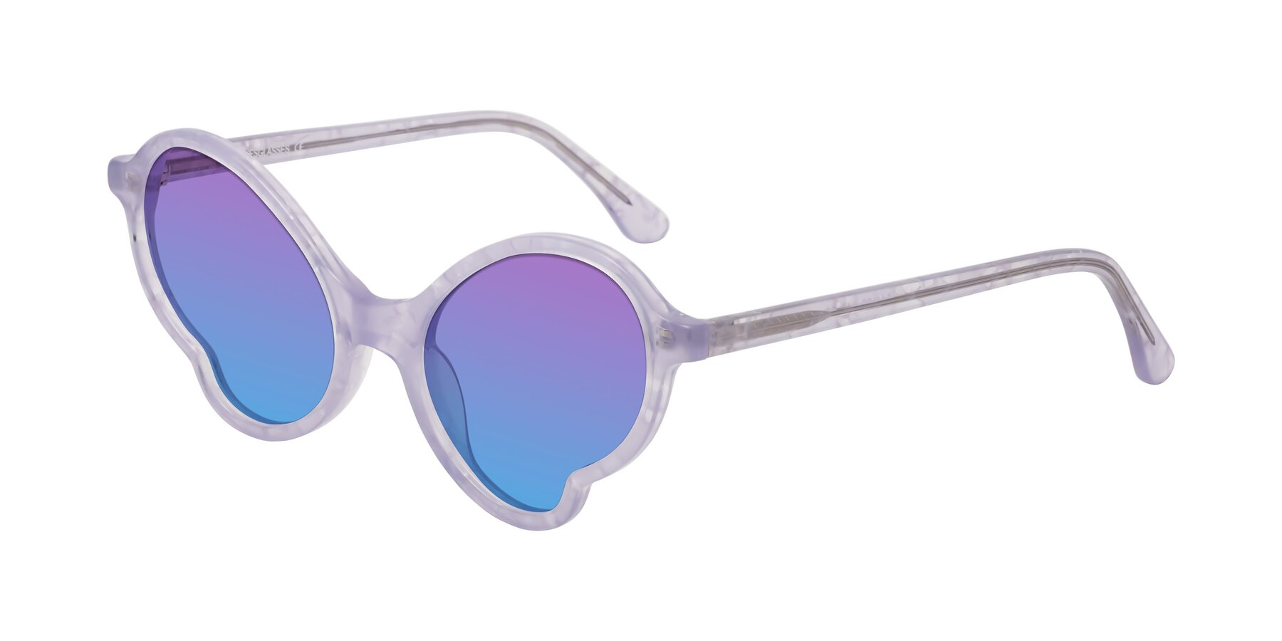 Angle of Gabriel in Light Lavender Floral with Purple / Blue Gradient Lenses