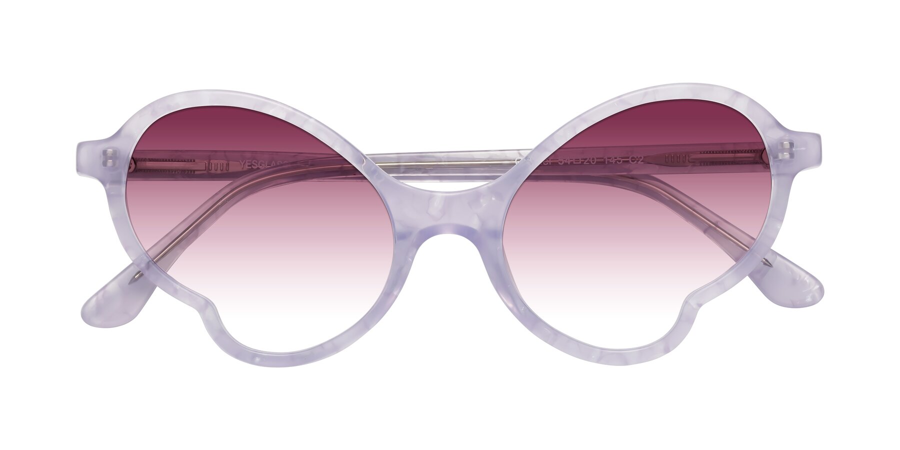 Folded Front of Gabriel in Light Lavender Floral with Wine Gradient Lenses