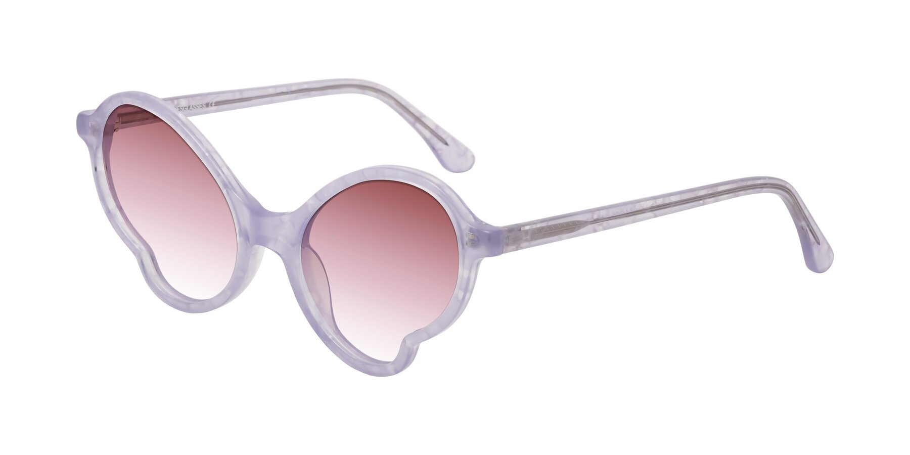 Angle of Gabriel in Light Lavender Floral with Garnet Gradient Lenses