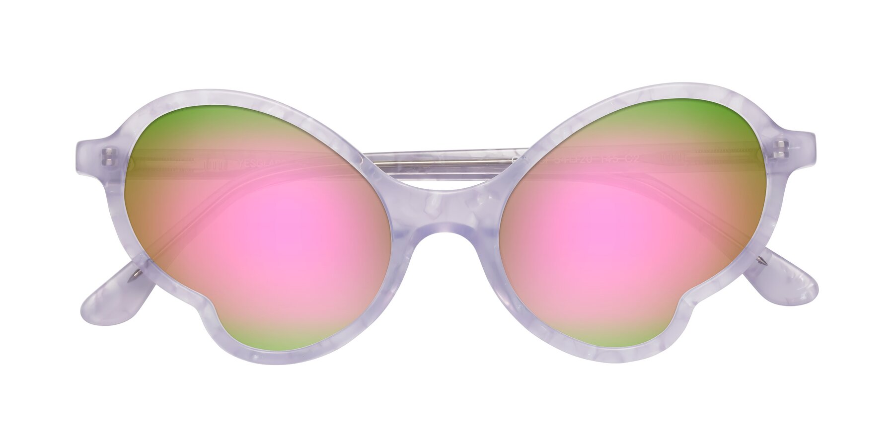 Folded Front of Gabriel in Light Lavender Floral with Pink Mirrored Lenses