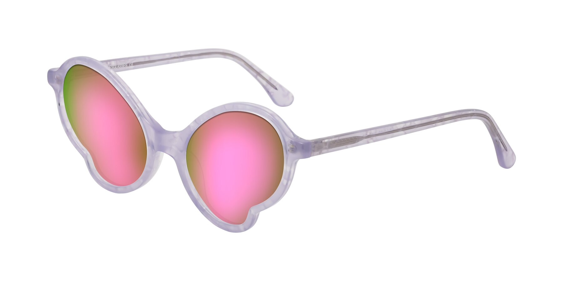 Angle of Gabriel in Light Lavender Floral with Pink Mirrored Lenses