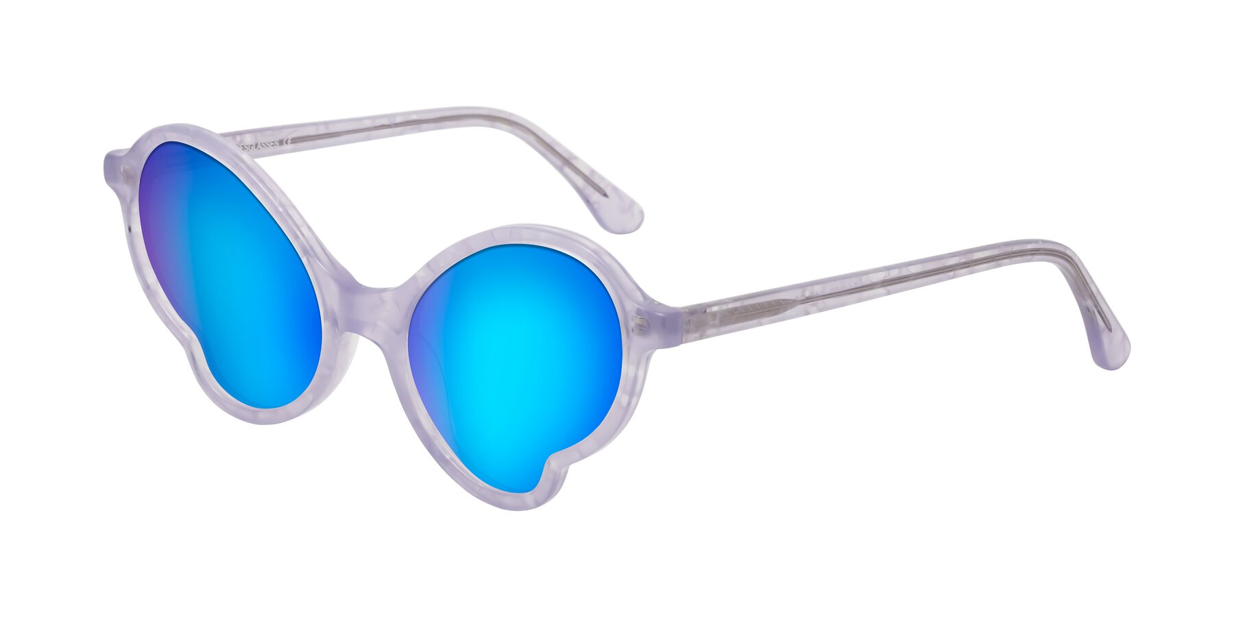Angle of Gabriel in Light Lavender Floral with Blue Mirrored Lenses