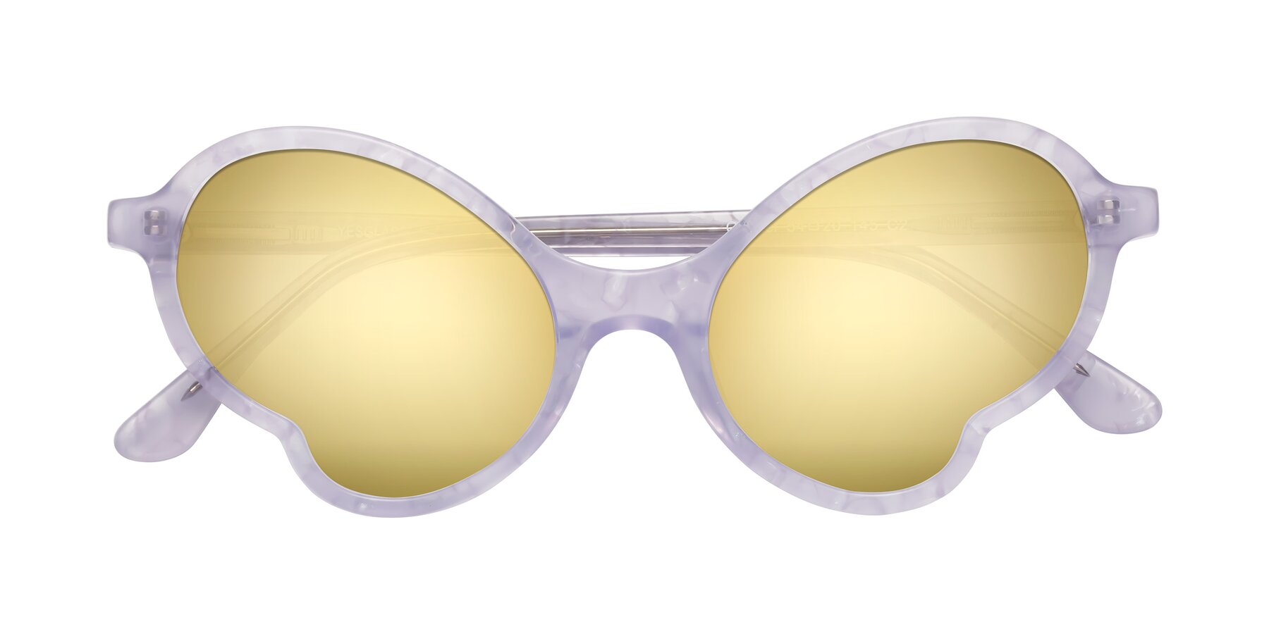 Folded Front of Gabriel in Light Lavender Floral with Gold Mirrored Lenses