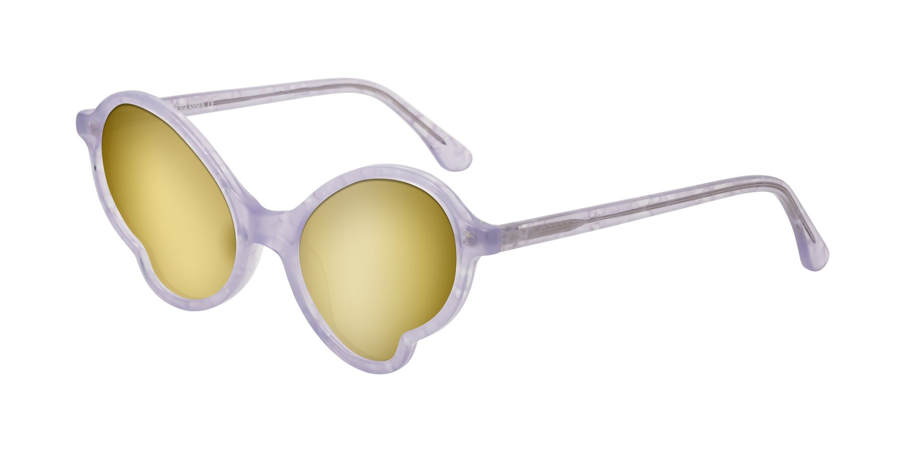 Angle of Gabriel in Light Lavender Floral with Gold Mirrored Lenses