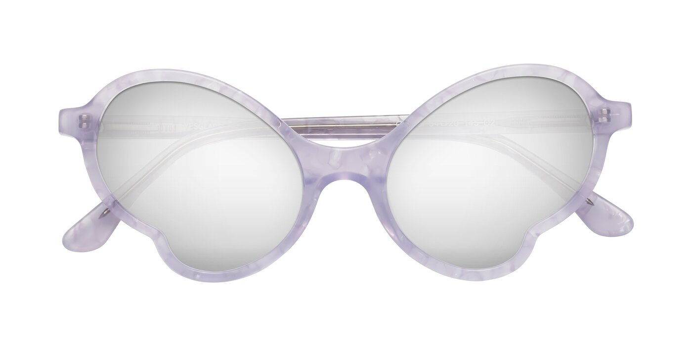 Gabriel - Light Lavender Floral Flash Mirrored Sunglasses