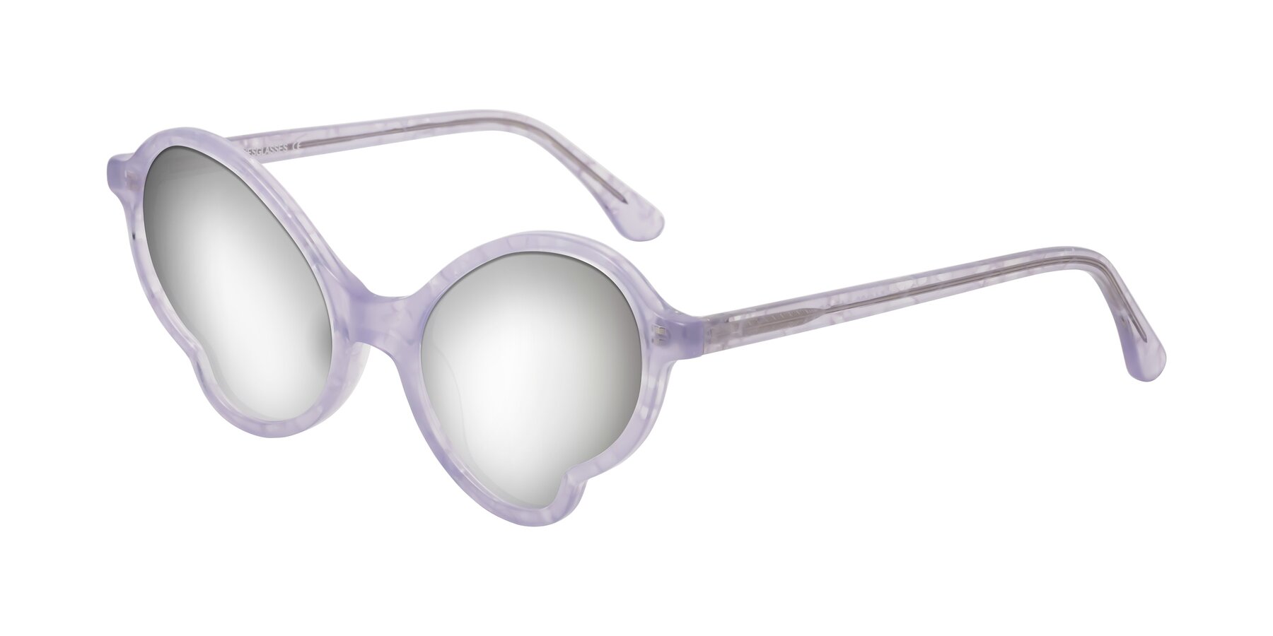 Angle of Gabriel in Light Lavender Floral with Silver Mirrored Lenses