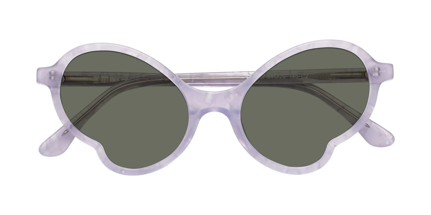 Folded Front of Gabriel in Light Lavender Floral with Gray Polarized Lenses