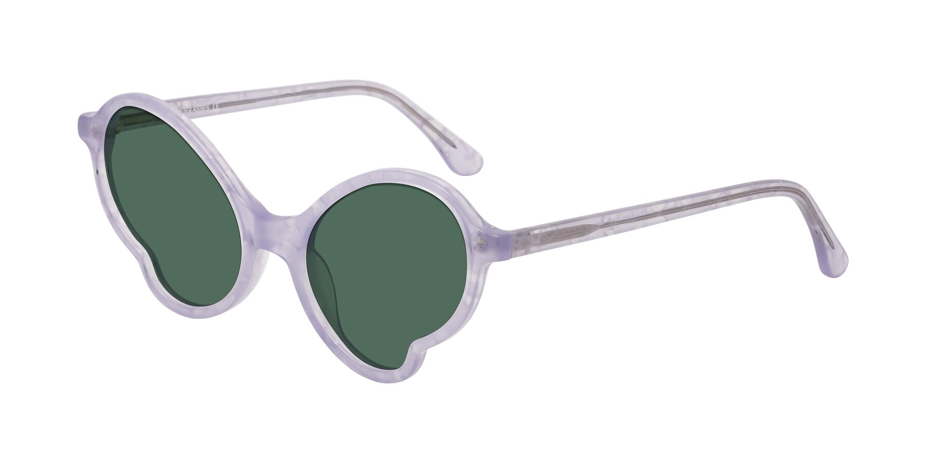 Angle of Gabriel in Light Lavender Floral with Green Polarized Lenses