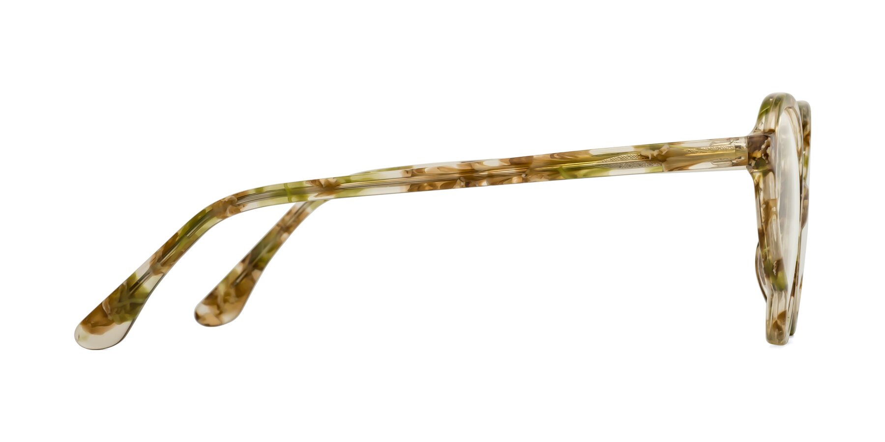Side of Gabriel in Green Floral with Clear Reading Eyeglass Lenses