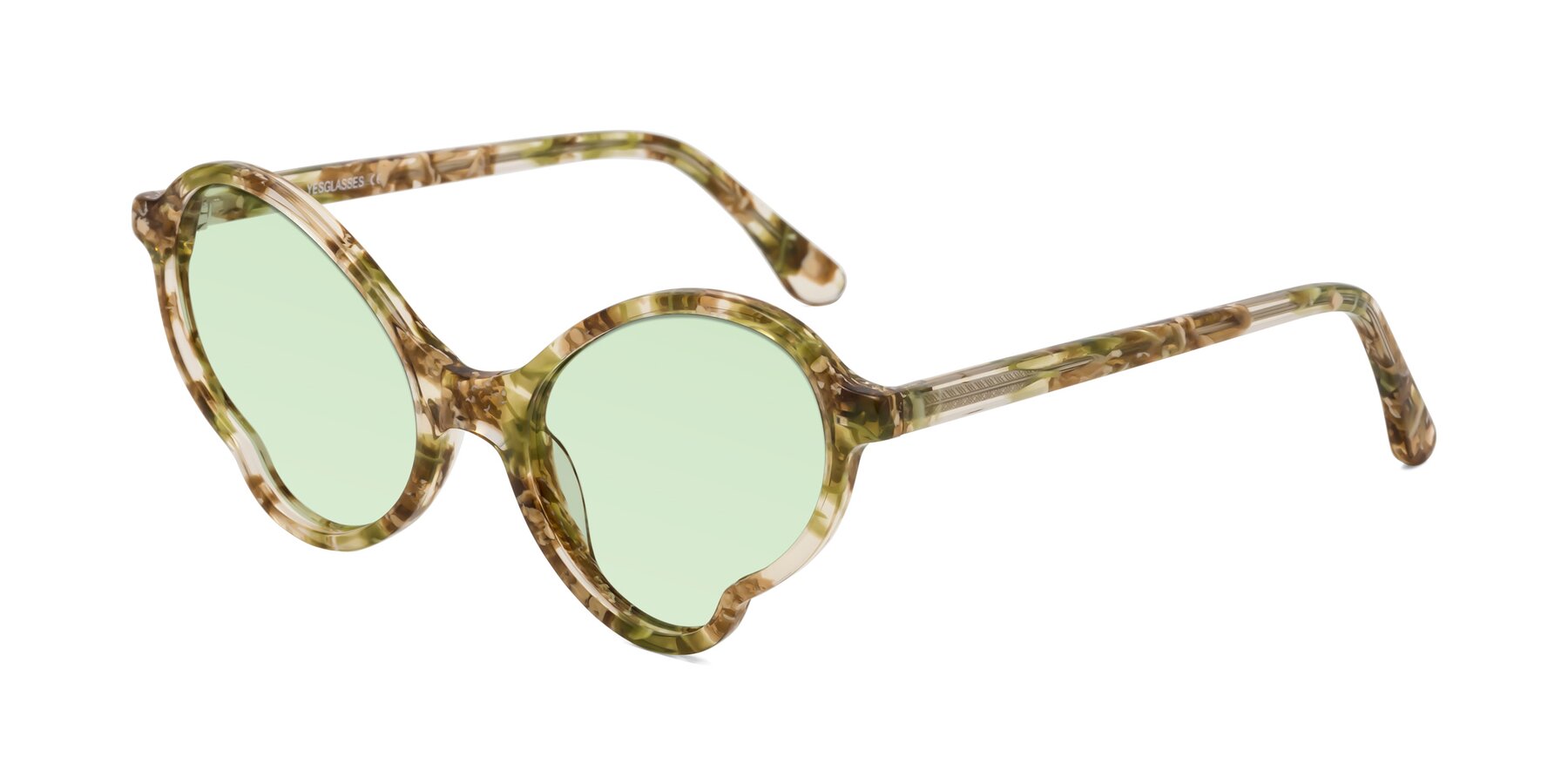 Angle of Gabriel in Green Floral with Light Green Tinted Lenses
