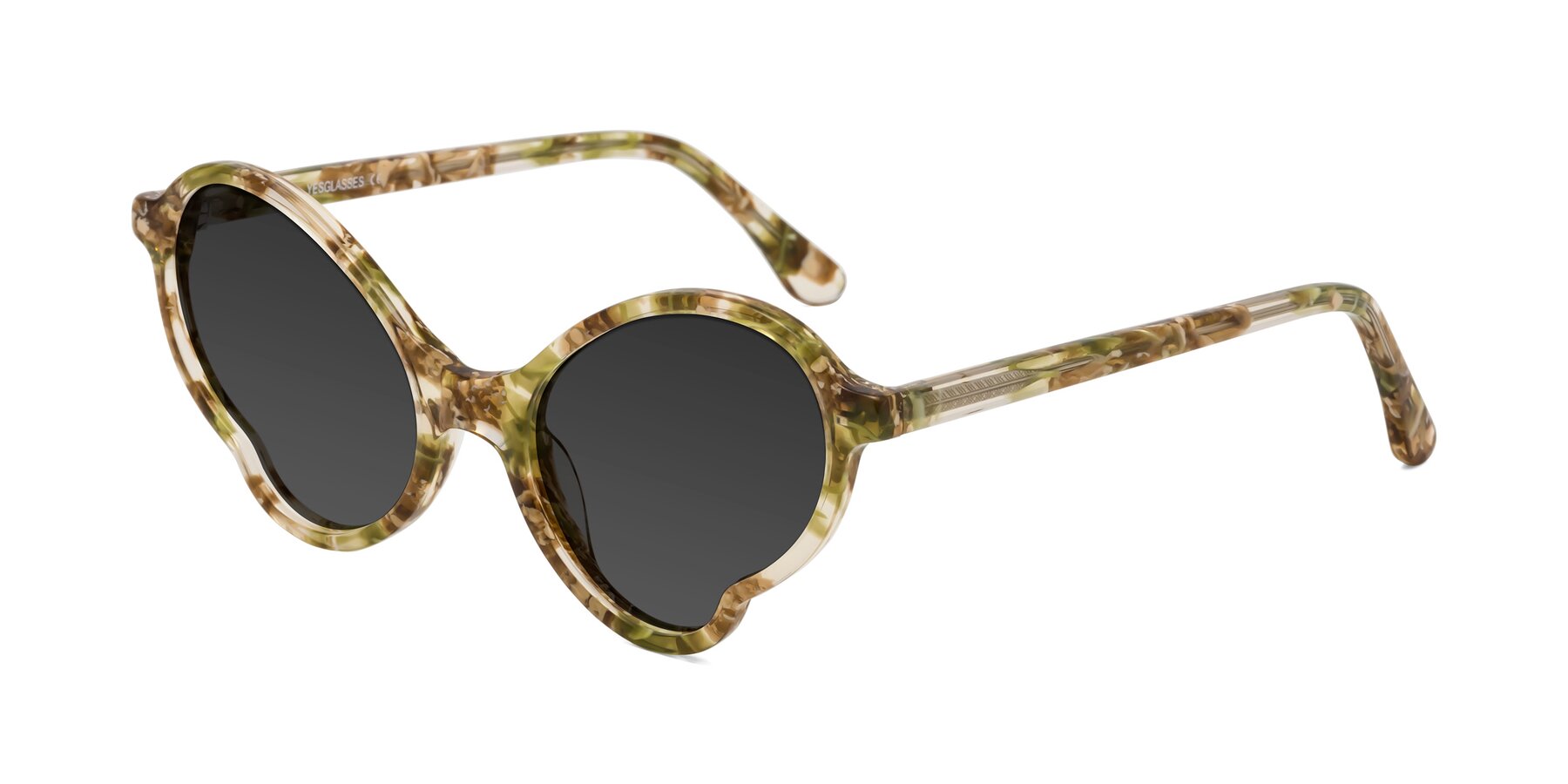 Angle of Gabriel in Green Floral with Gray Tinted Lenses