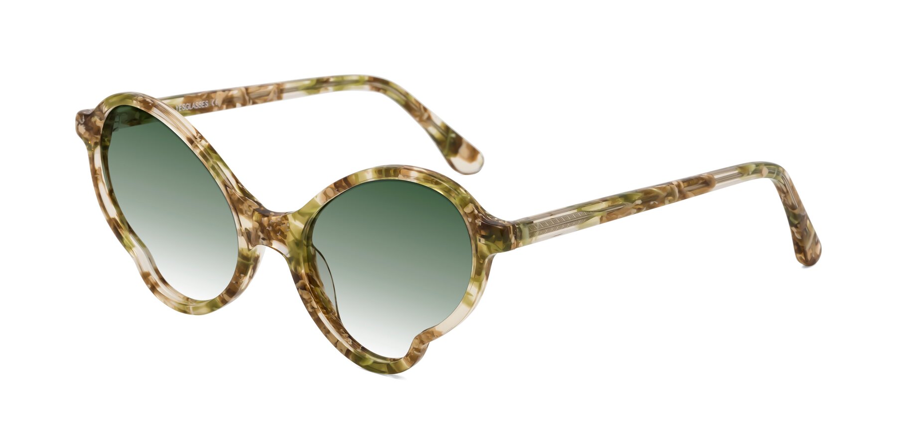 Angle of Gabriel in Green Floral with Green Gradient Lenses