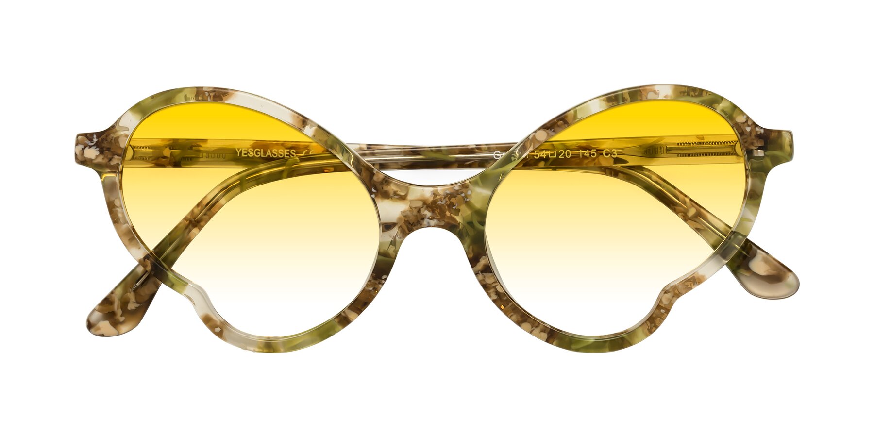 Folded Front of Gabriel in Green Floral with Yellow Gradient Lenses