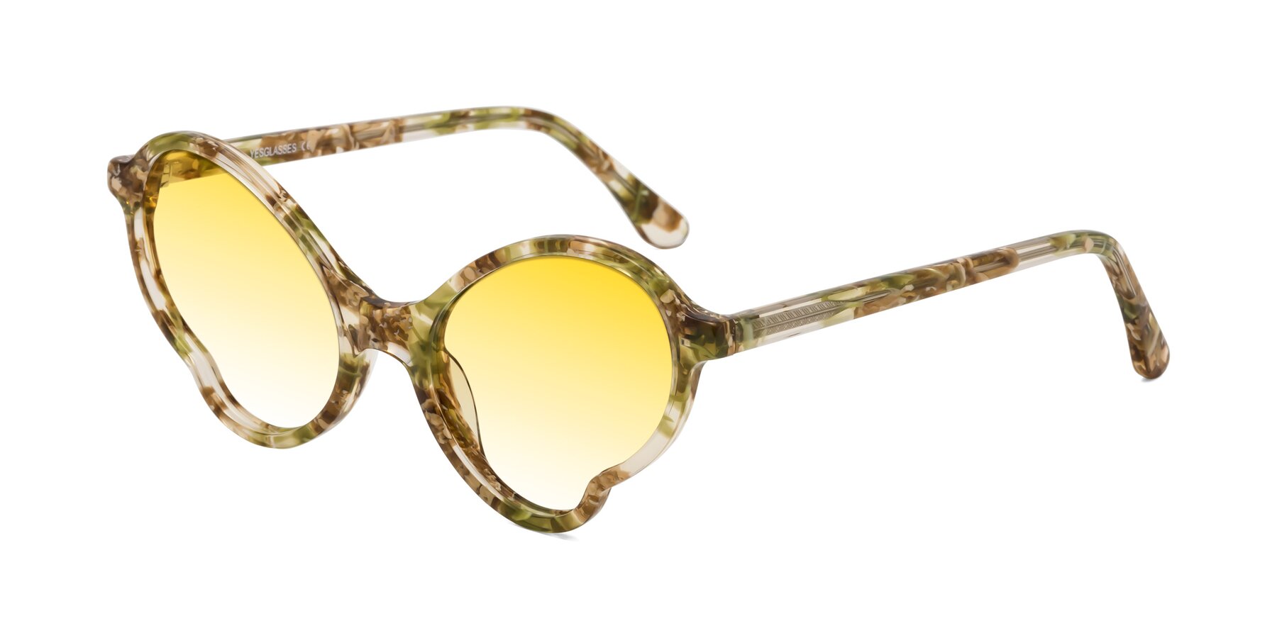 Angle of Gabriel in Green Floral with Yellow Gradient Lenses