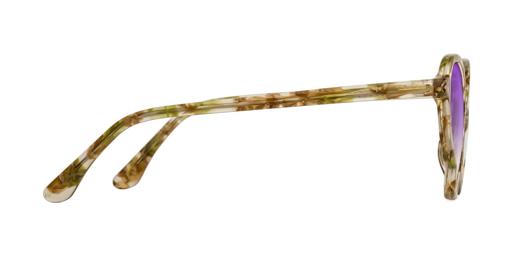 Side of Gabriel in Green Floral with Purple Gradient Lenses