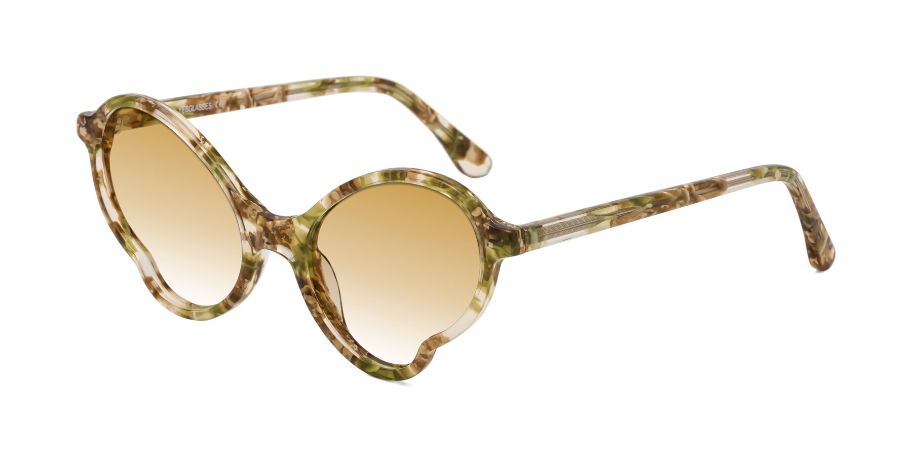 Angle of Gabriel in Green Floral with Champagne Gradient Lenses