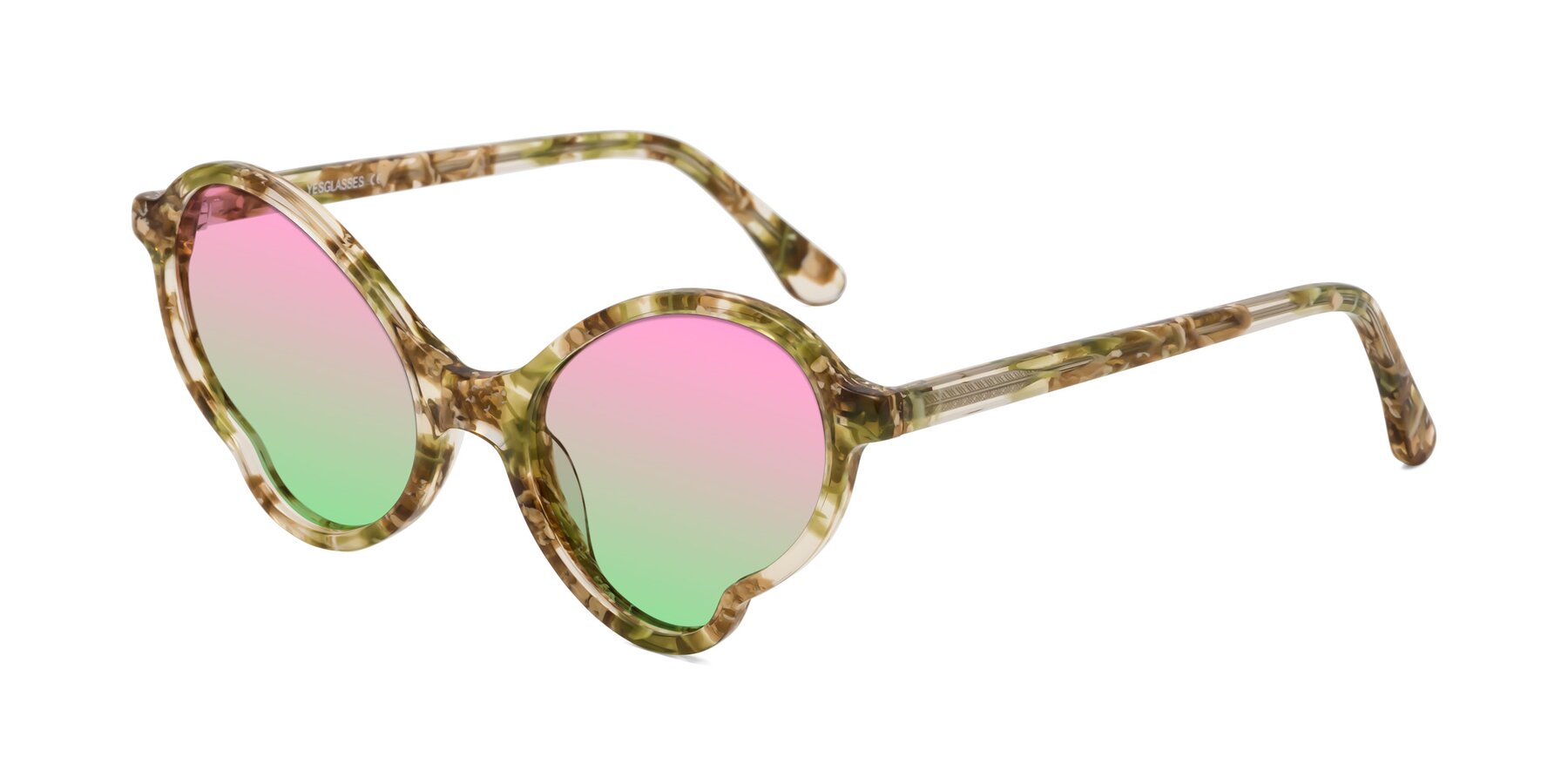 Angle of Gabriel in Green Floral with Pink / Green Gradient Lenses