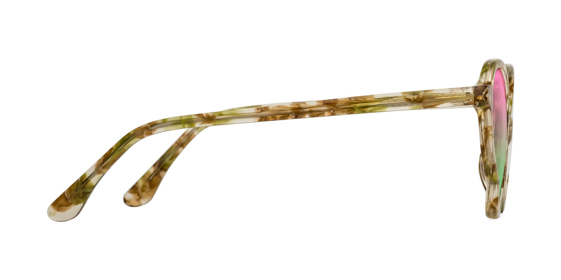 Side of Gabriel in Green Floral with Pink / Green Gradient Lenses