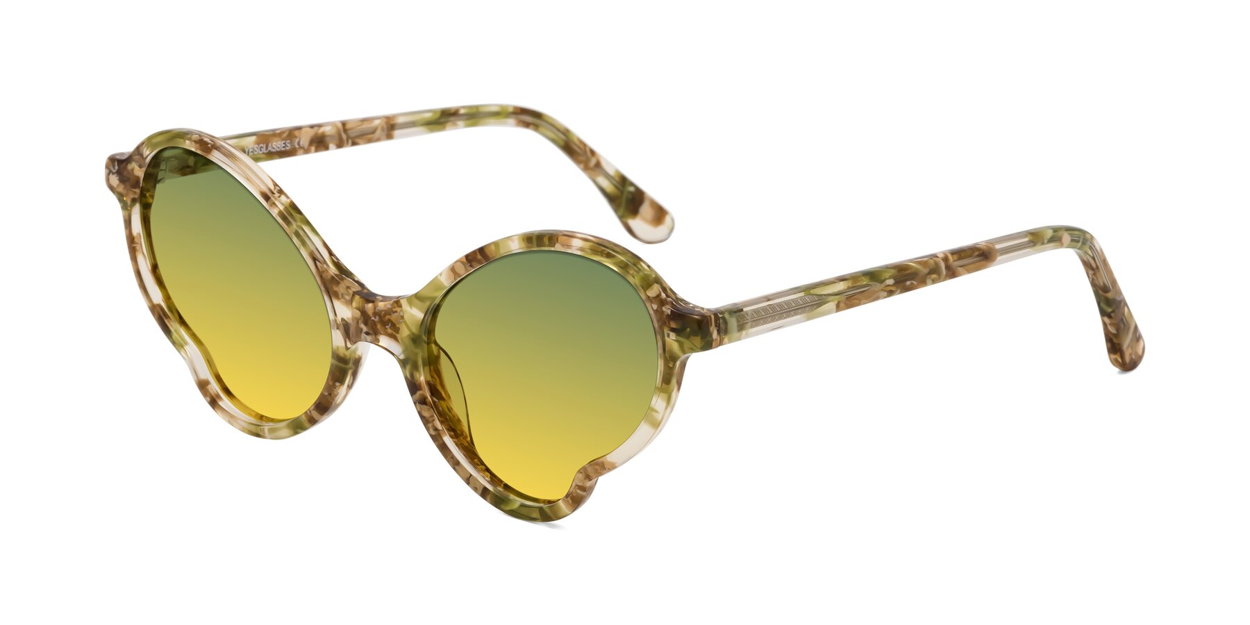 Angle of Gabriel in Green Floral with Green / Yellow Gradient Lenses