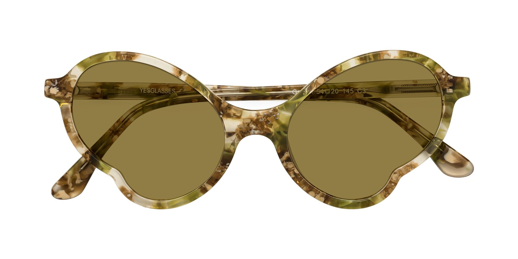 Folded Front of Gabriel in Green Floral with Brown Polarized Lenses