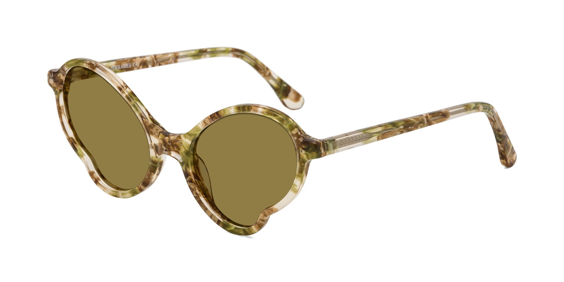 Angle of Gabriel in Green Floral with Brown Polarized Lenses