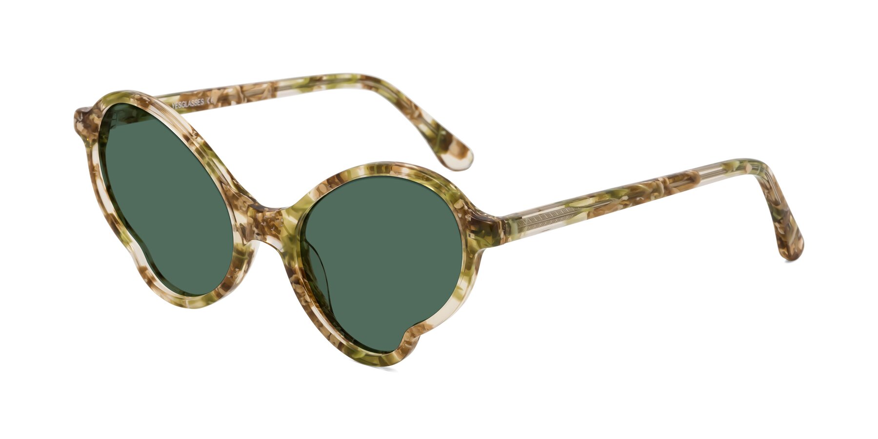 Angle of Gabriel in Green Floral with Green Polarized Lenses