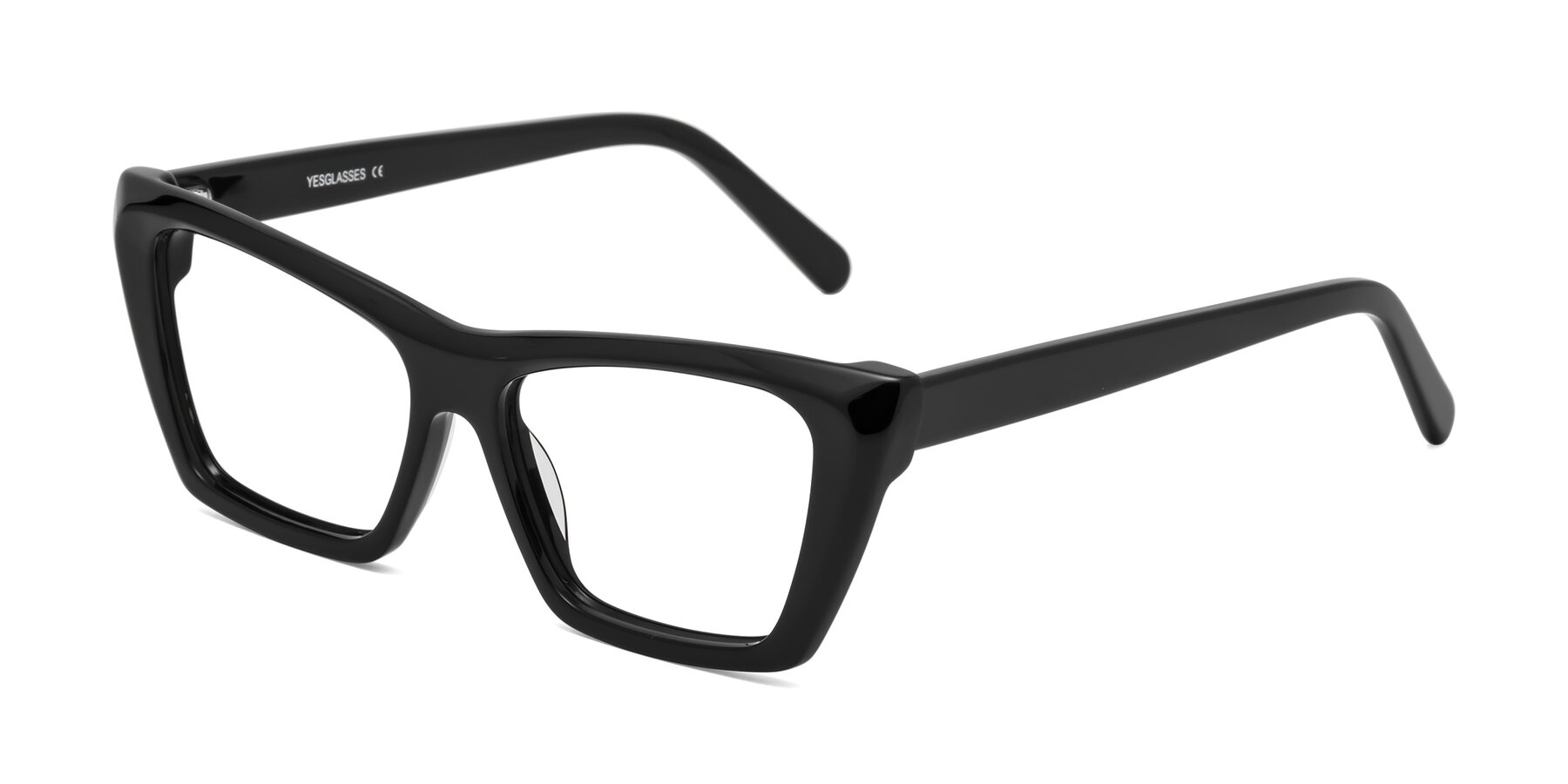 Angle of Khoi in Black with Clear Reading Eyeglass Lenses