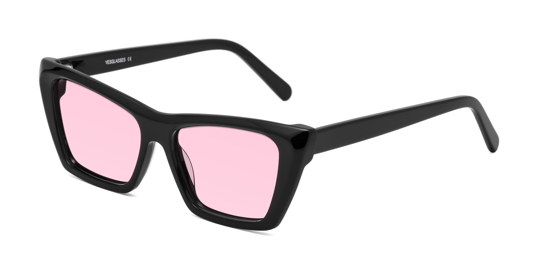 Angle of Khoi in Black with Light Pink Tinted Lenses
