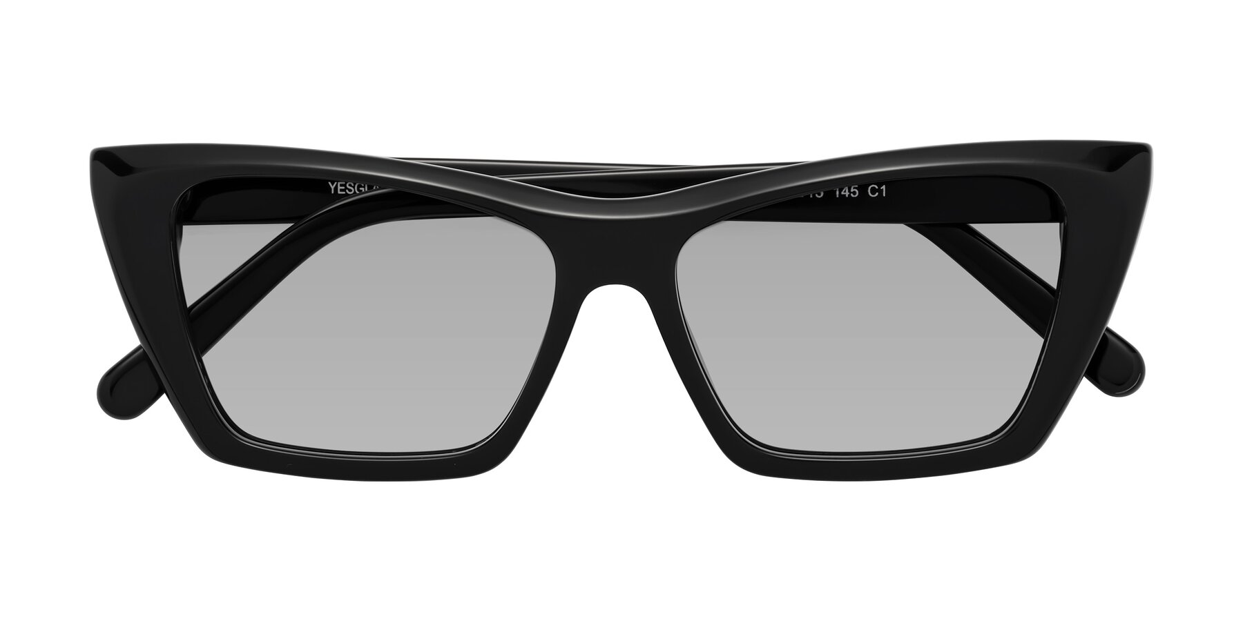 Folded Front of Khoi in Black with Light Gray Tinted Lenses