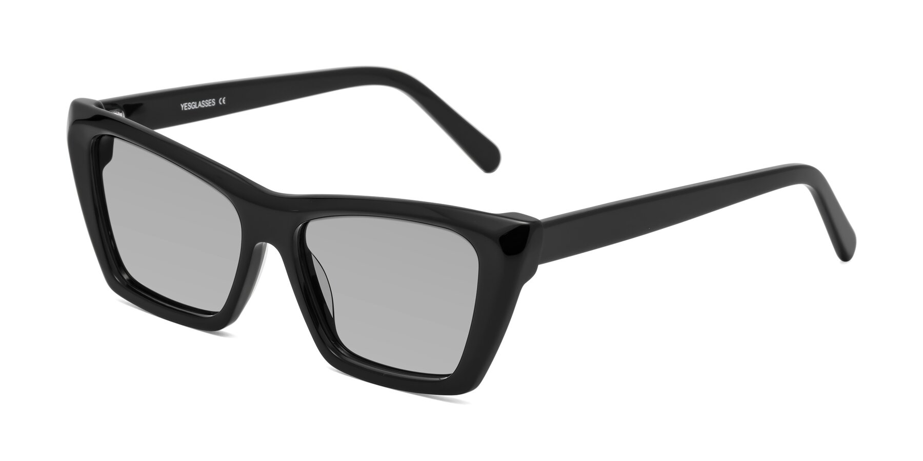 Angle of Khoi in Black with Light Gray Tinted Lenses
