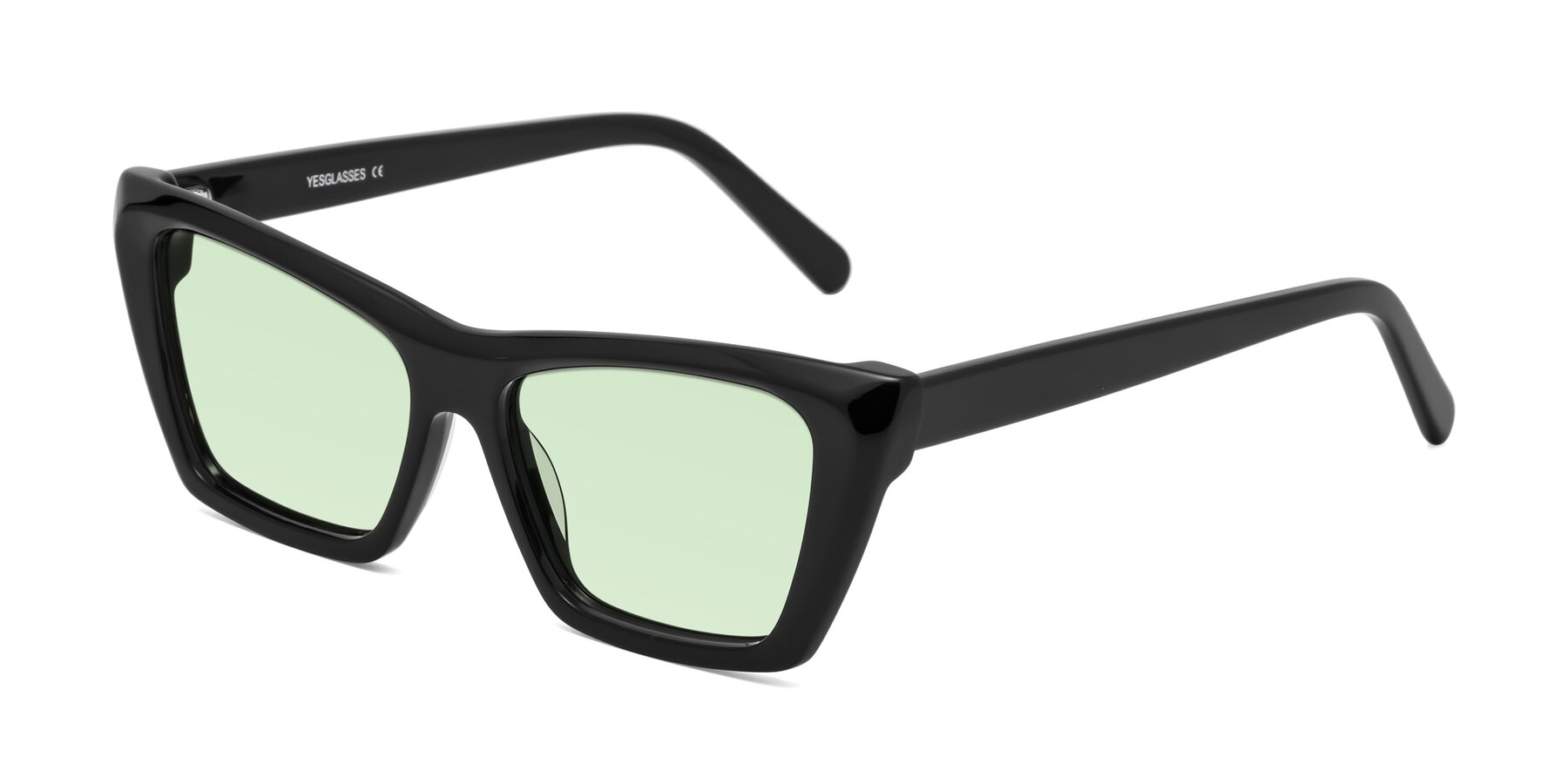 Angle of Khoi in Black with Light Green Tinted Lenses