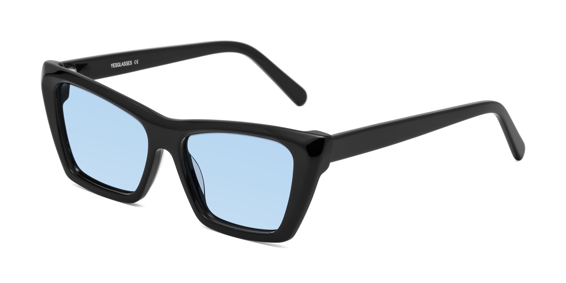 Angle of Khoi in Black with Light Blue Tinted Lenses