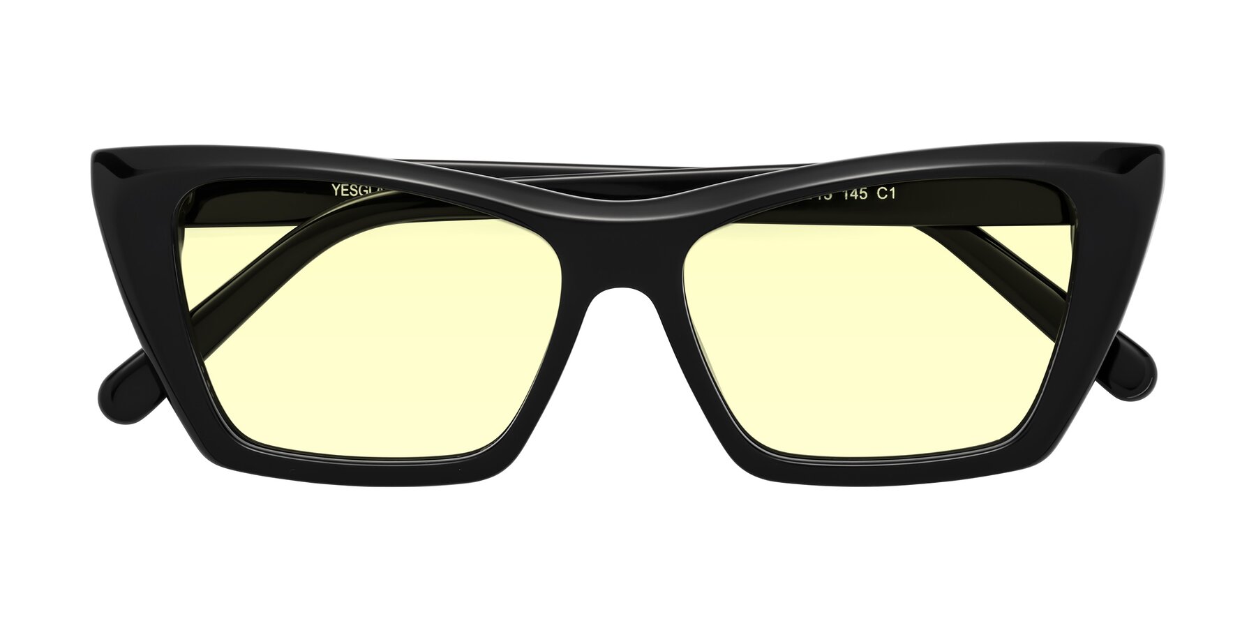 Folded Front of Khoi in Black with Light Yellow Tinted Lenses
