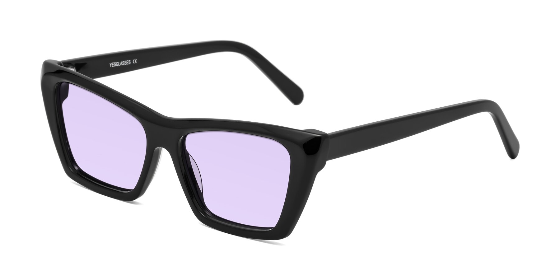 Angle of Khoi in Black with Light Purple Tinted Lenses