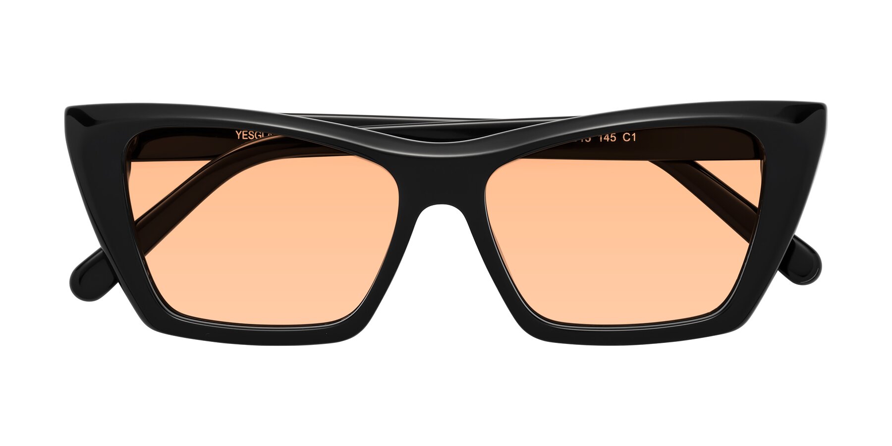 Folded Front of Khoi in Black with Light Orange Tinted Lenses