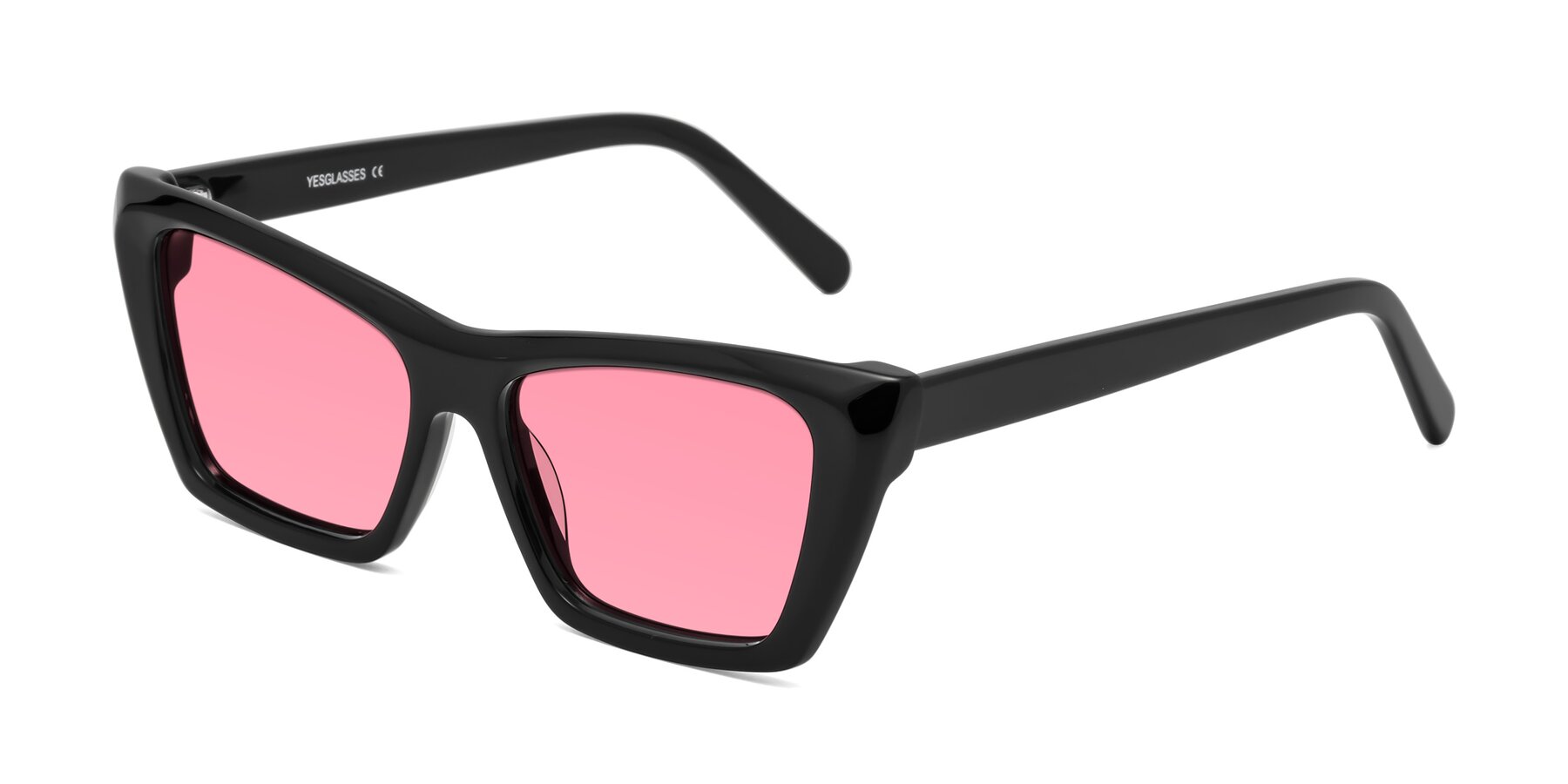 Angle of Khoi in Black with Pink Tinted Lenses