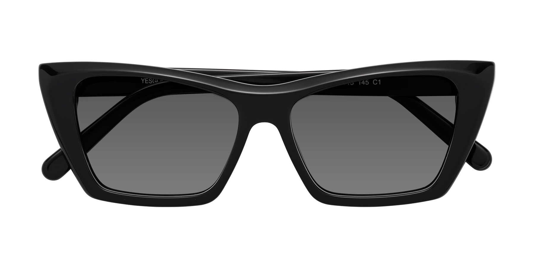 Folded Front of Khoi in Black with Medium Gray Tinted Lenses