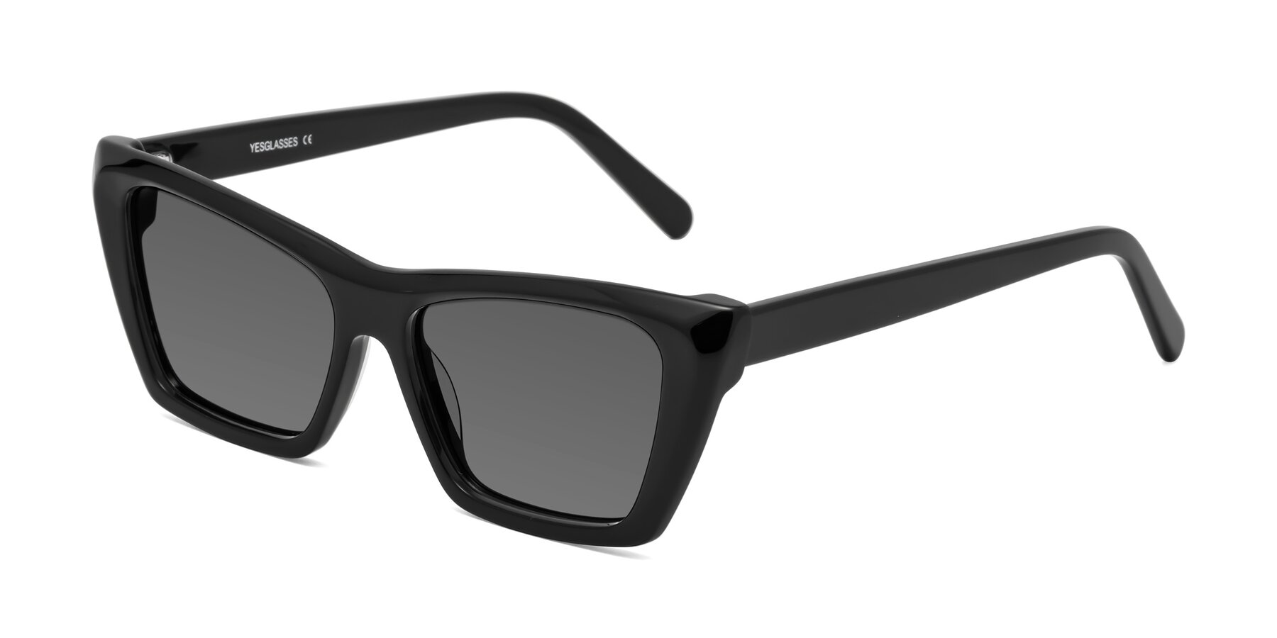 Angle of Khoi in Black with Medium Gray Tinted Lenses